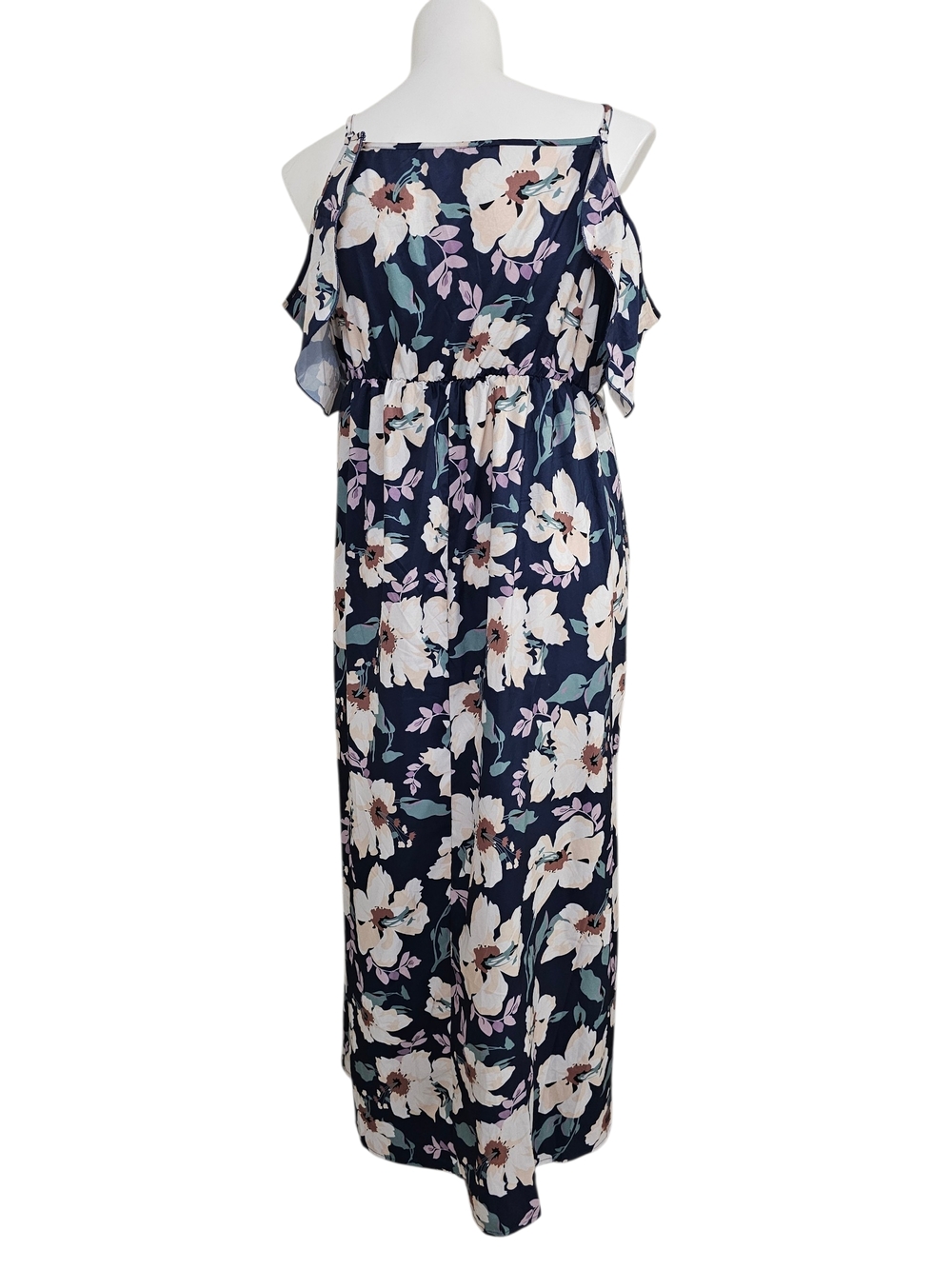 SHEIN Navy Floral Cold-Shoulder Maxi Dress - Picture 4 of 5